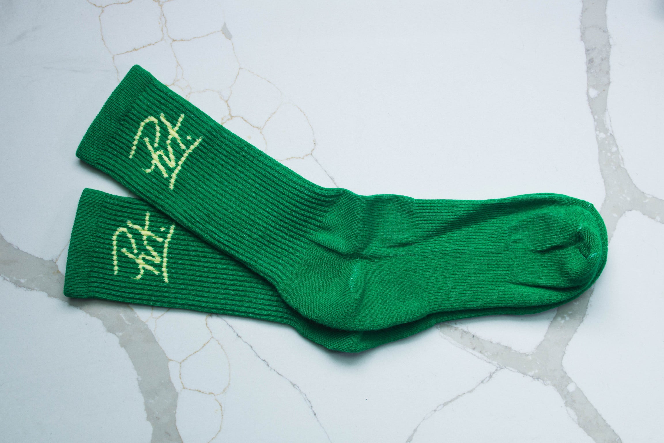 PVT Classic Logo Green and White sock